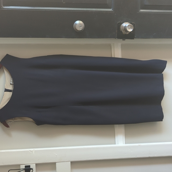 Mary McFadden Collection Dress 2 Piece Dress Suit Set 12 VTG Navy Neutral - Picture 4 of 11